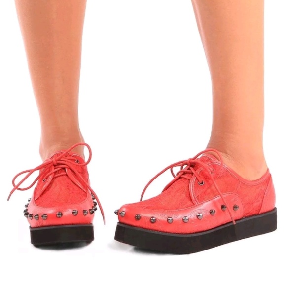 Iron Fist Shoes - ❤HOST PICK ❤crimson leather "love lace" creepers
